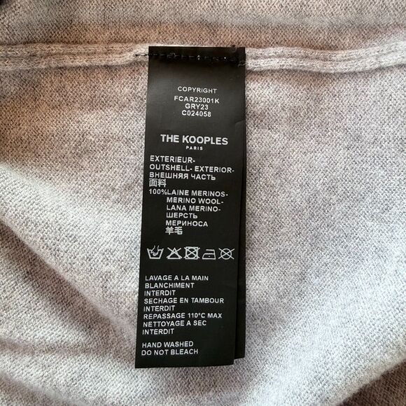 NEW The Kooples V-Neck 100% Wool Cardigan With Jewel Buttons in Gray Sz 2 US 6 - Picture 13 of 15